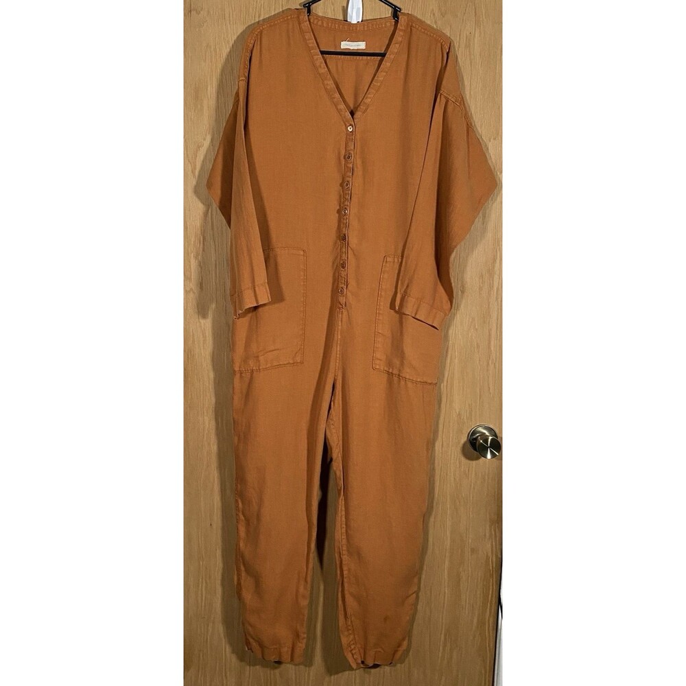 Outerknown Women's L Utility Jumpsuit Coverall Long Sleeve 100% Linen Minimalist